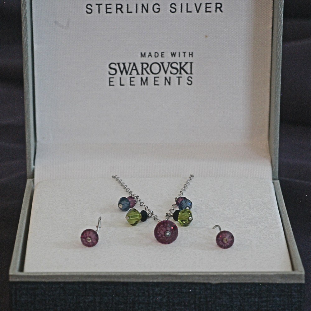 18 1/2" sterling silver and  crystal necklace